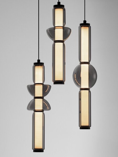 Сиво стъклено LED затъмняващо се висящо осветително тяло ø 38 cm Ulon – Nova Luce