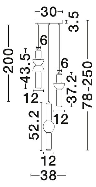 Сиво стъклено LED затъмняващо се висящо осветително тяло ø 38 cm Ulon – Nova Luce