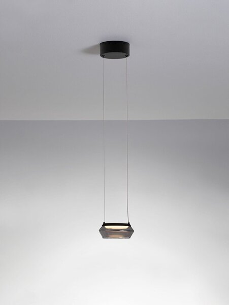 Матово черно стъклено LED висящо осветително тяло ø 14 cm Jailyn – Nova Luce