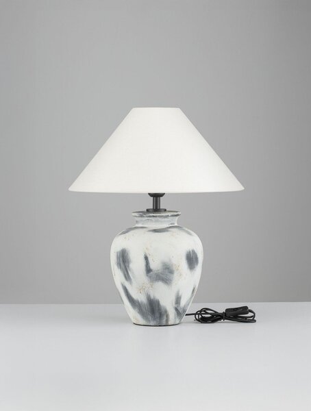 Бяла/сива керамична настолна лампа с текстилен абажур (височина 55 cm) Lupe – Nova Luce
