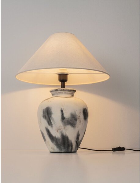 Бяла/сива керамична настолна лампа с текстилен абажур (височина 55 cm) Lupe – Nova Luce