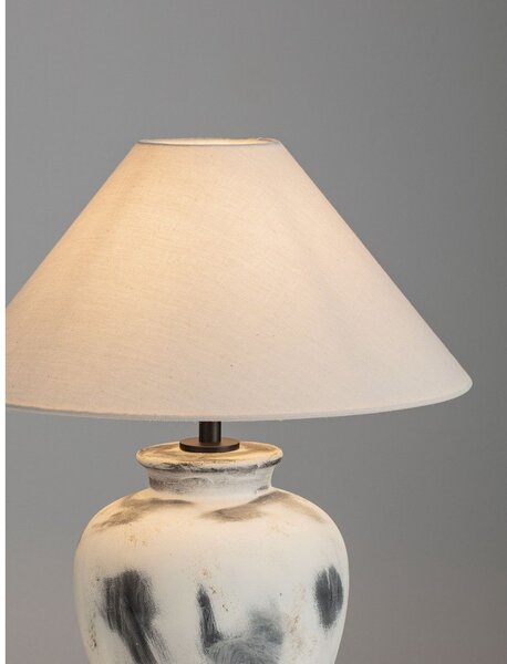 Бяла/сива керамична настолна лампа с текстилен абажур (височина 55 cm) Lupe – Nova Luce