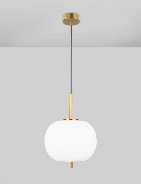 Бяло/в месингов цвят стъклено висящо осветително тяло ø 30 cm Lato – Nova Luce