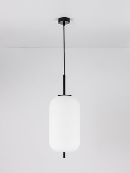 Бяло/черно стъклено висящо осветително тяло ø 22 cm Lato – Nova Luce