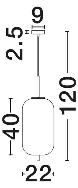 Бяло/черно стъклено висящо осветително тяло ø 22 cm Lato – Nova Luce