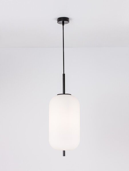 Бяло/черно стъклено висящо осветително тяло ø 22 cm Lato – Nova Luce