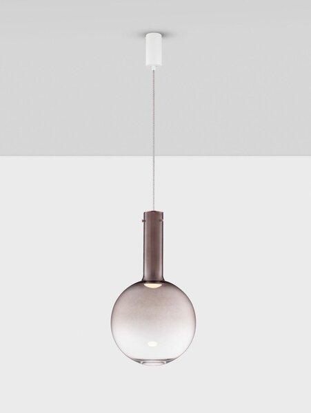 Кафяво стъклено LED затъмняващо се висящо осветително тяло ø 30 cm Nostos – Nova Luce
