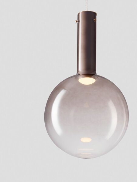 Кафяво стъклено LED затъмняващо се висящо осветително тяло ø 30 cm Nostos – Nova Luce