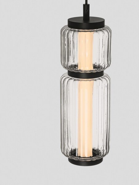Матово черно стъклено LED висящо осветително тяло ø 12 cm Liesa – Nova Luce