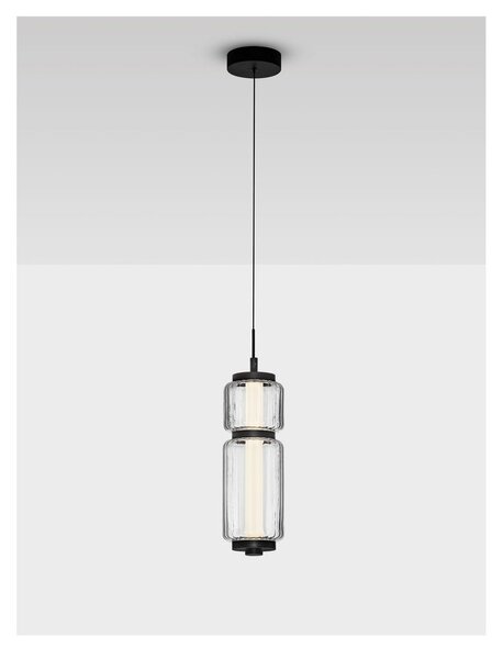 Матово черно стъклено LED висящо осветително тяло ø 12 cm Liesa – Nova Luce