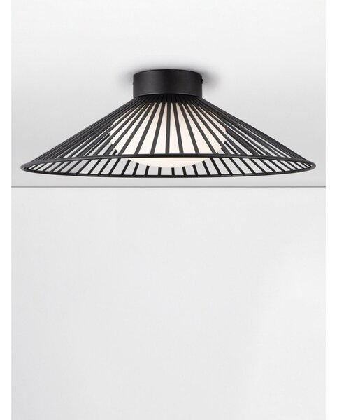 Матово черно метално LED осветително тяло за таван със стъклен абажур Brume – Nova Luce