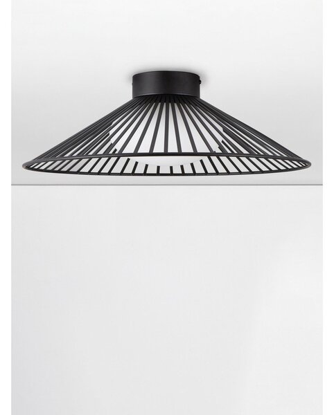 Матово черно метално LED осветително тяло за таван със стъклен абажур Brume – Nova Luce