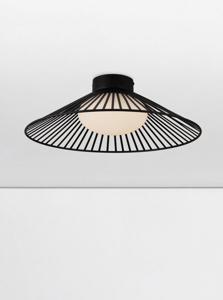 Матово черно метално LED осветително тяло за таван със стъклен абажур Brume – Nova Luce