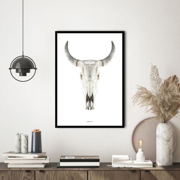 Постер с включена рамка 50x70 cm Cow Skull – Malerifabrikken