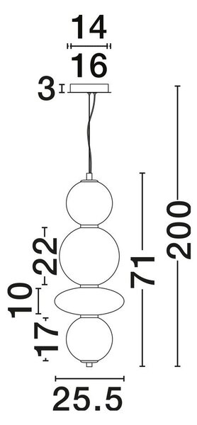 Сиво метално LED висящо осветително тяло със стъклен абажур ø 25,5 cm Navi – Nova Luce