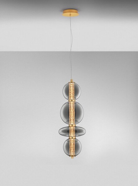 Сиво метално LED висящо осветително тяло със стъклен абажур ø 25,5 cm Navi – Nova Luce