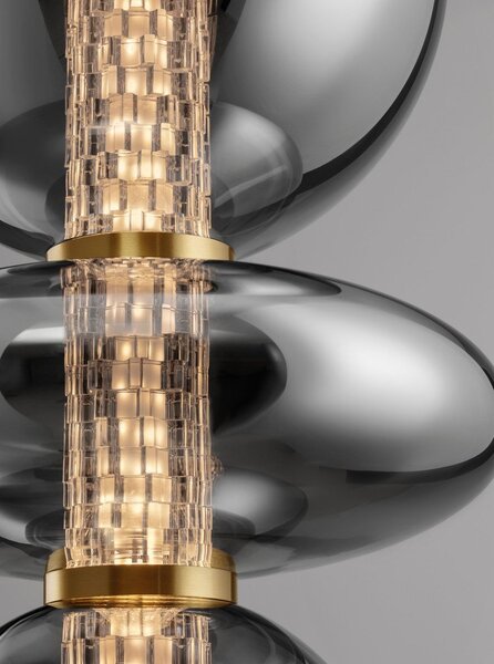 Сиво метално LED висящо осветително тяло със стъклен абажур ø 25,5 cm Navi – Nova Luce