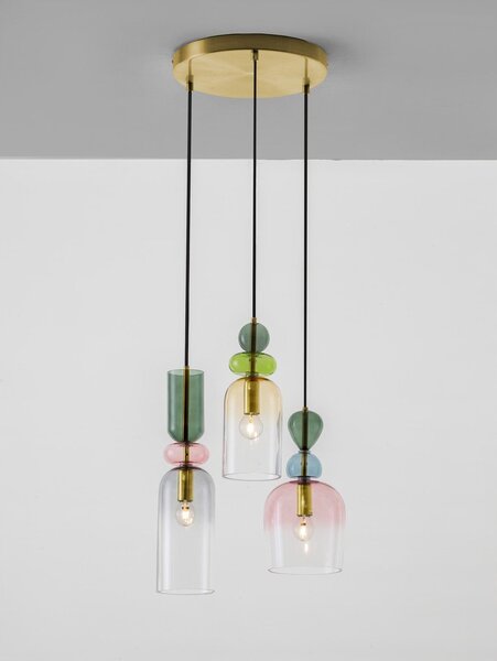 Стъклено висящо осветително тяло в златист цвят ø 42 cm Murano – Nova Luce
