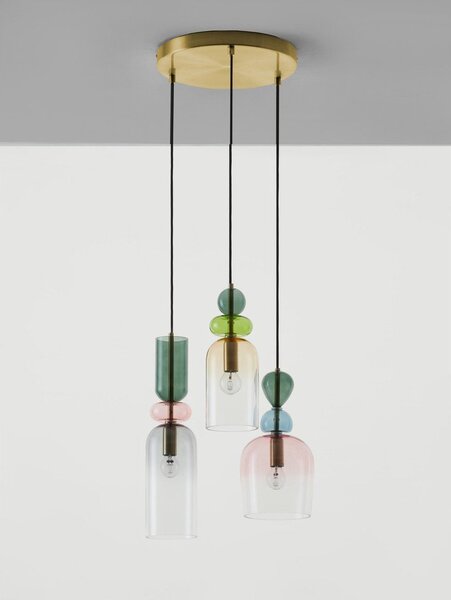 Стъклено висящо осветително тяло в златист цвят ø 42 cm Murano – Nova Luce