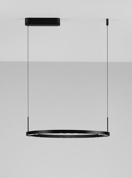 Матово черно алуминиево LED затъмняващо се висящо осветително тяло ø 60 cm Lunette – Nova Luce