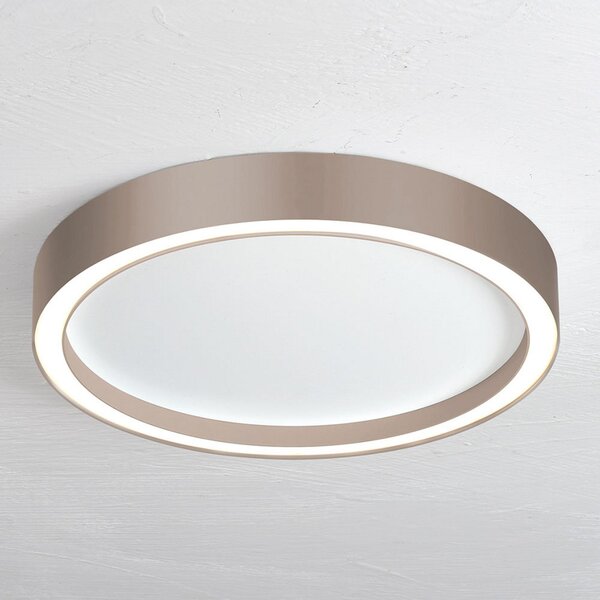 BOPP LED таванна лампа Bopp Aura, Ø 55 см, бяла/сиво-кафява, Затъмняване, Кафяв / ръждив, Дневна/трапезария, Метал, Модерен