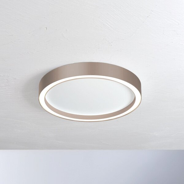 BOPP LED таванна лампа Bopp Aura, Ø 55 см, бяла/сиво-кафява, Затъмняване, Кафяв / ръждив, Дневна/трапезария, Метал, Модерен