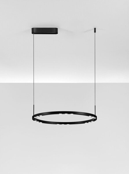 Матово черно алуминиево LED затъмняващо се висящо осветително тяло ø 60 cm Lunette – Nova Luce