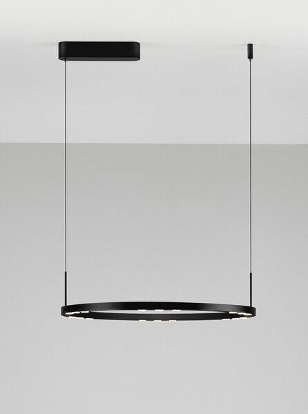 Матово черно алуминиево LED затъмняващо се висящо осветително тяло ø 60 cm Lunette – Nova Luce