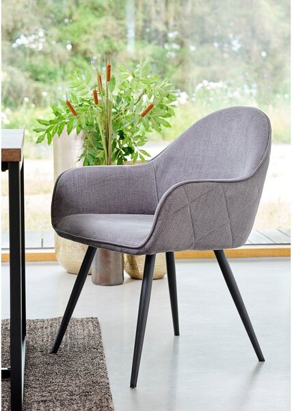 Сив тапициран трапезен стол с подлакътници Minto – Unique Furniture