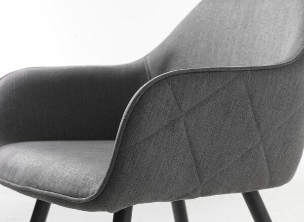Сив тапициран трапезен стол с подлакътници Minto – Unique Furniture