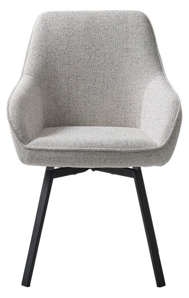 Светлосив тапициран трапезен стол с подлакътници Alma – Unique Furniture
