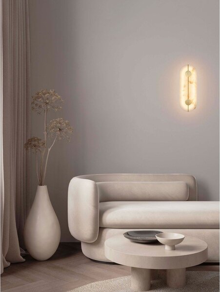 Кремава/в месингов цвят LED стенна лампа от декор от камък Aider – Nova Luce