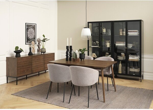 Светлосив тапициран трапезен стол с подлакътници Easton – Unique Furniture