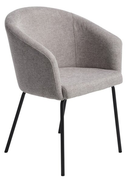 Светлосив тапициран трапезен стол с подлакътници Easton – Unique Furniture