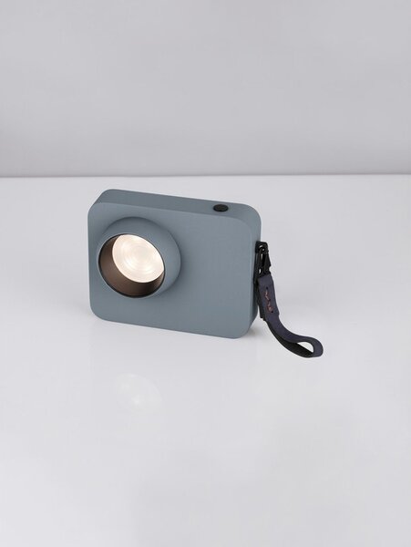 Сиво-синя метална LED затъмняваща се настолна лампа (височина 11 cm) Kedros – Nova Luce