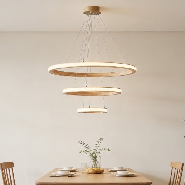 Brilagi - LED полилей на кабел UMEA WOOD LED/45W/230V, Ø 60 см, дърво