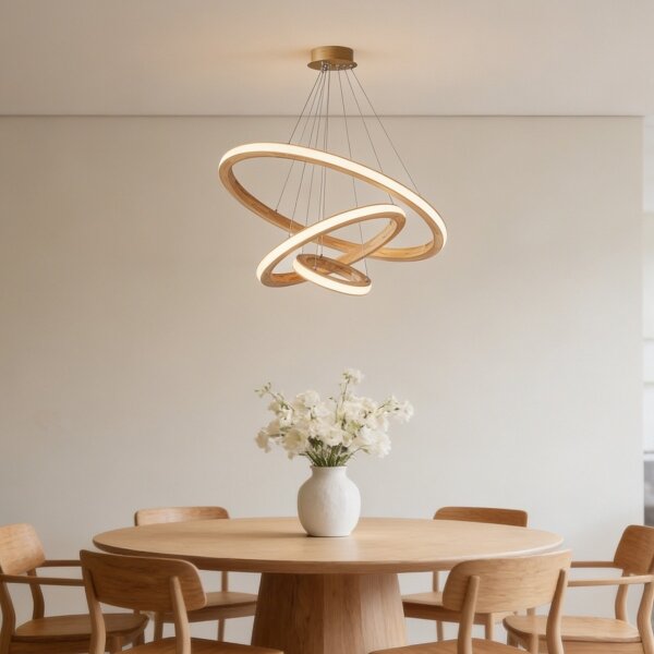 Brilagi - LED полилей на кабел UMEA WOOD LED/45W/230V, Ø 60 см, дърво