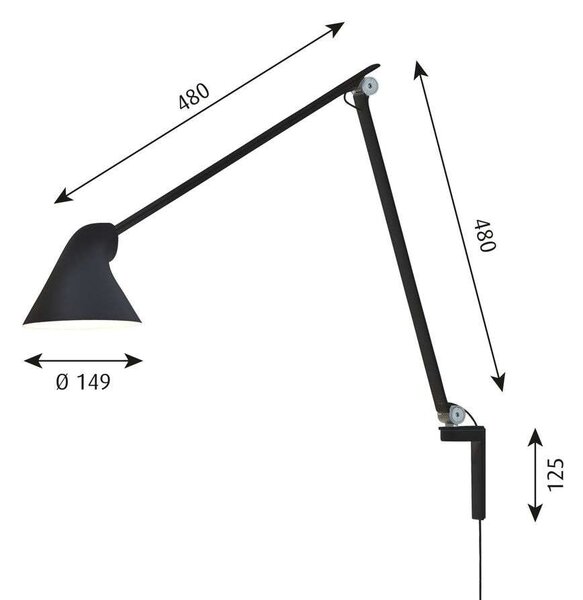 Louis Poulsen - NJP Стенна Лампа Лампа Long Arm Черно Louis Poulsen