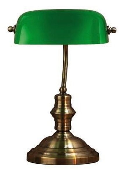 Stolní lampa v zelené a mosazné barvě Markslöjd Bankers, výška 42 cm