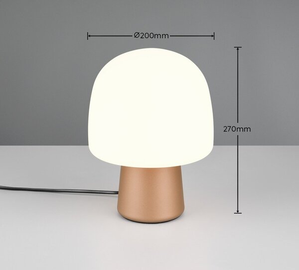 Бяла и бронзова настолна лампа със стъклен абажур (височина 27 cm) Steen – Trio