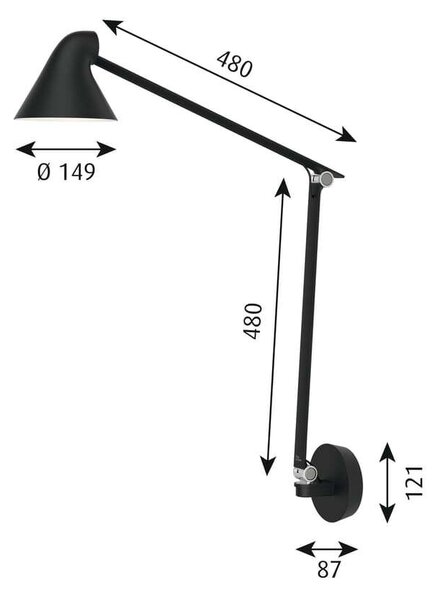 Louis Poulsen - NJP Box LED Стенна Лампа 2700K HW Long Черно Louis Poulsen