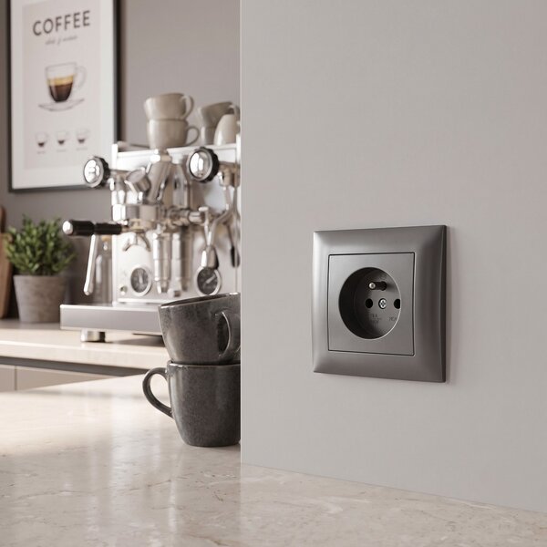 Единичен контакт със заземяване и рамка OSTE JNH001-G Grey
