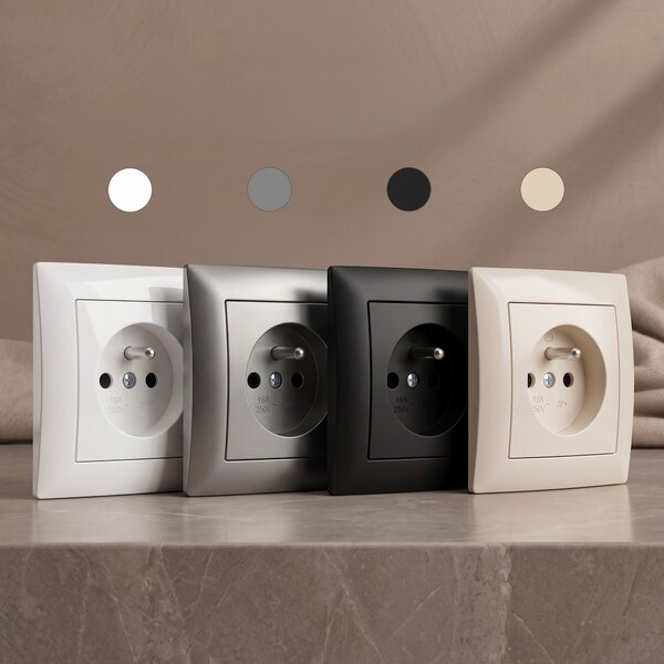 Единичен контакт със заземяване и рамка OSTE JNH001-G Grey
