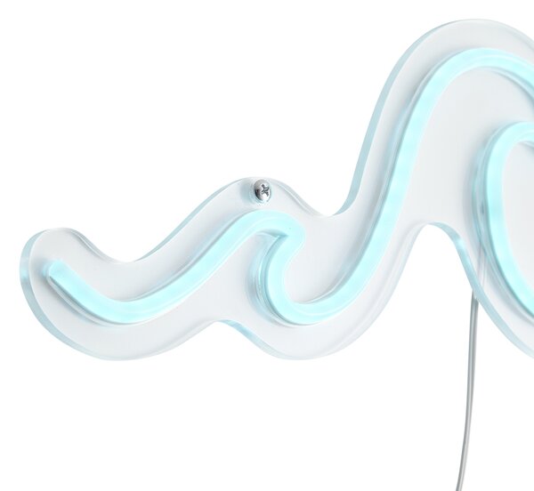 Неонова стенна лампа синя с LED - Wave