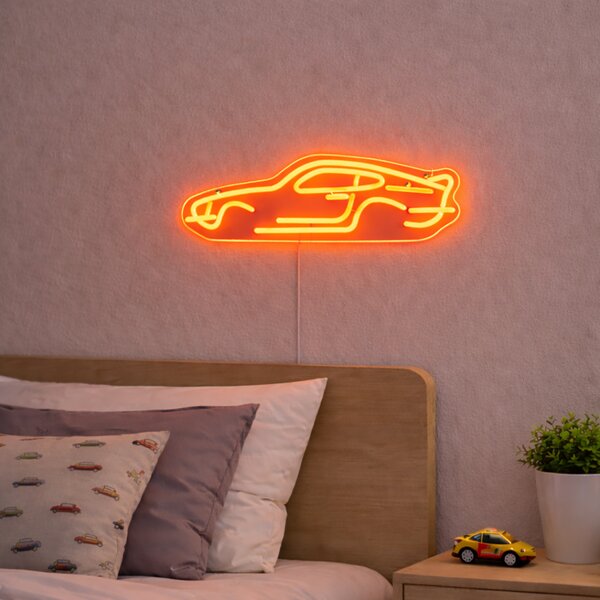 Неонова стенна лампа оранжева с LED - Car