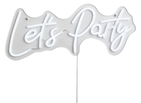 Неонова стенна лампа бяла с LED - Let's Party