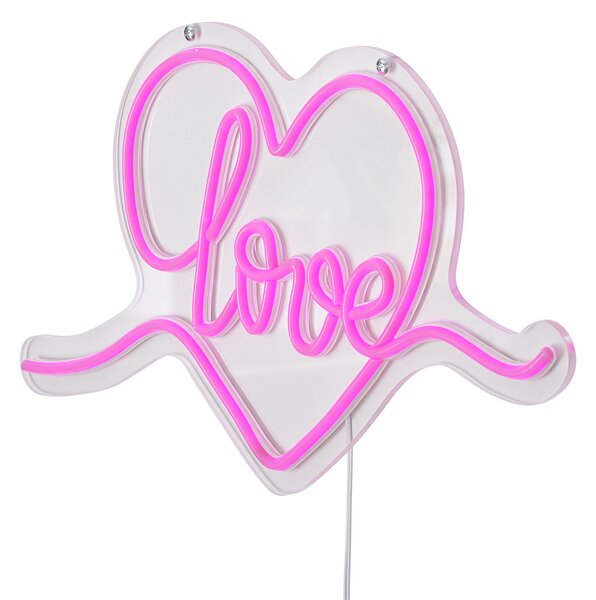Неоновa стенна лампа розова с LED - Love