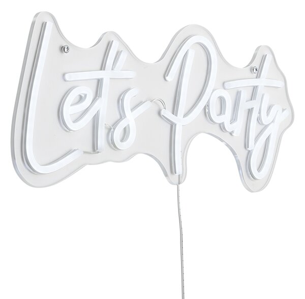 Неонова стенна лампа бяла с LED - Let's Party