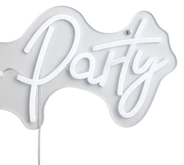 Неонова стенна лампа бяла с LED - Let's Party