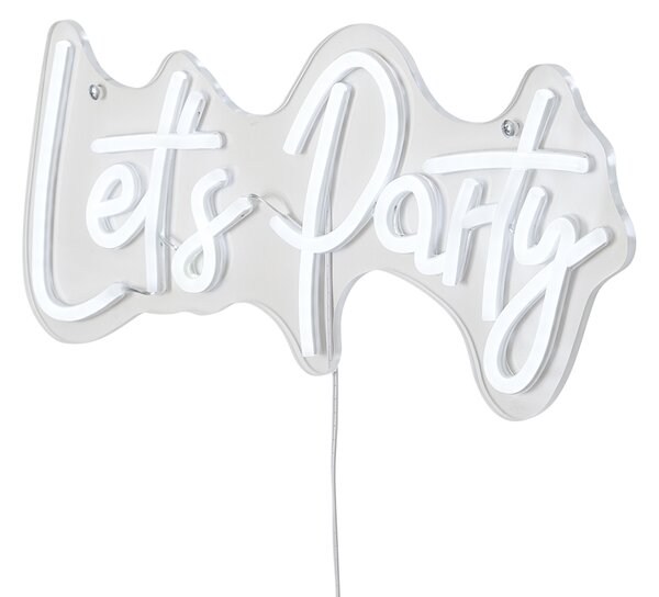 Неонова стенна лампа бяла с LED - Let's Party